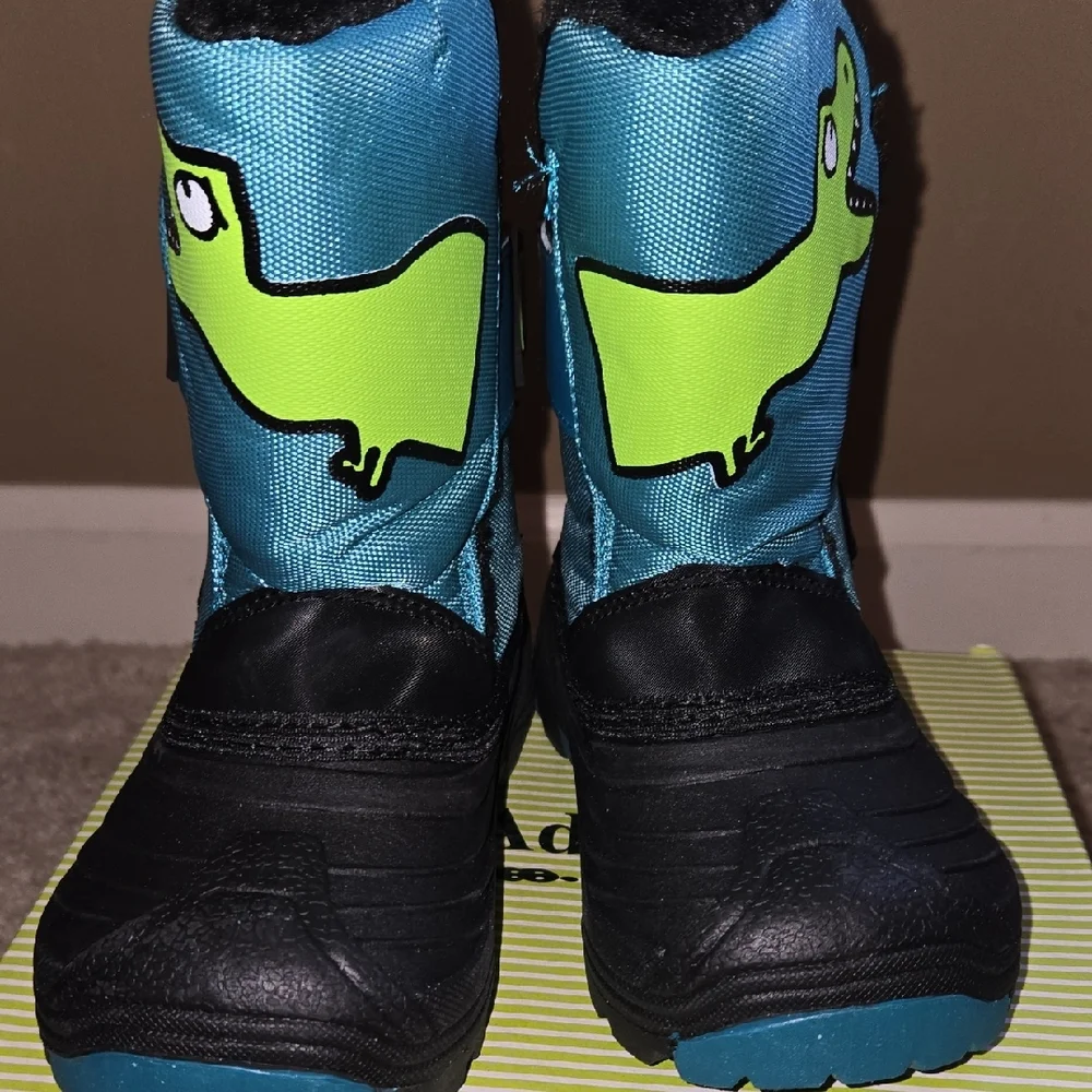 Dinosaur Kids RAIN & SNOW  Boots - Teal and Black SO CUTE...toddler 8